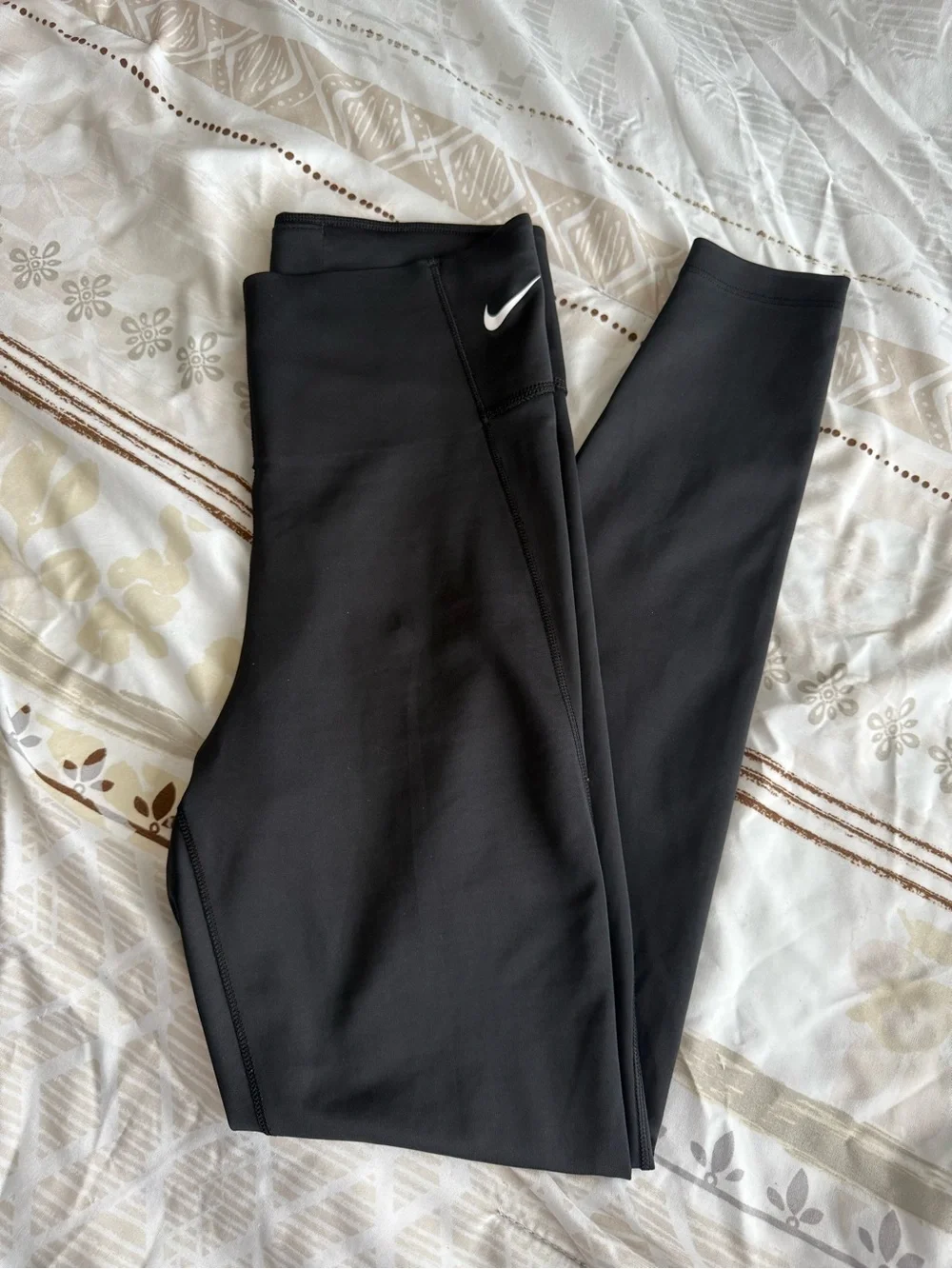 Nike Black Leggings with White Swoosh Accents